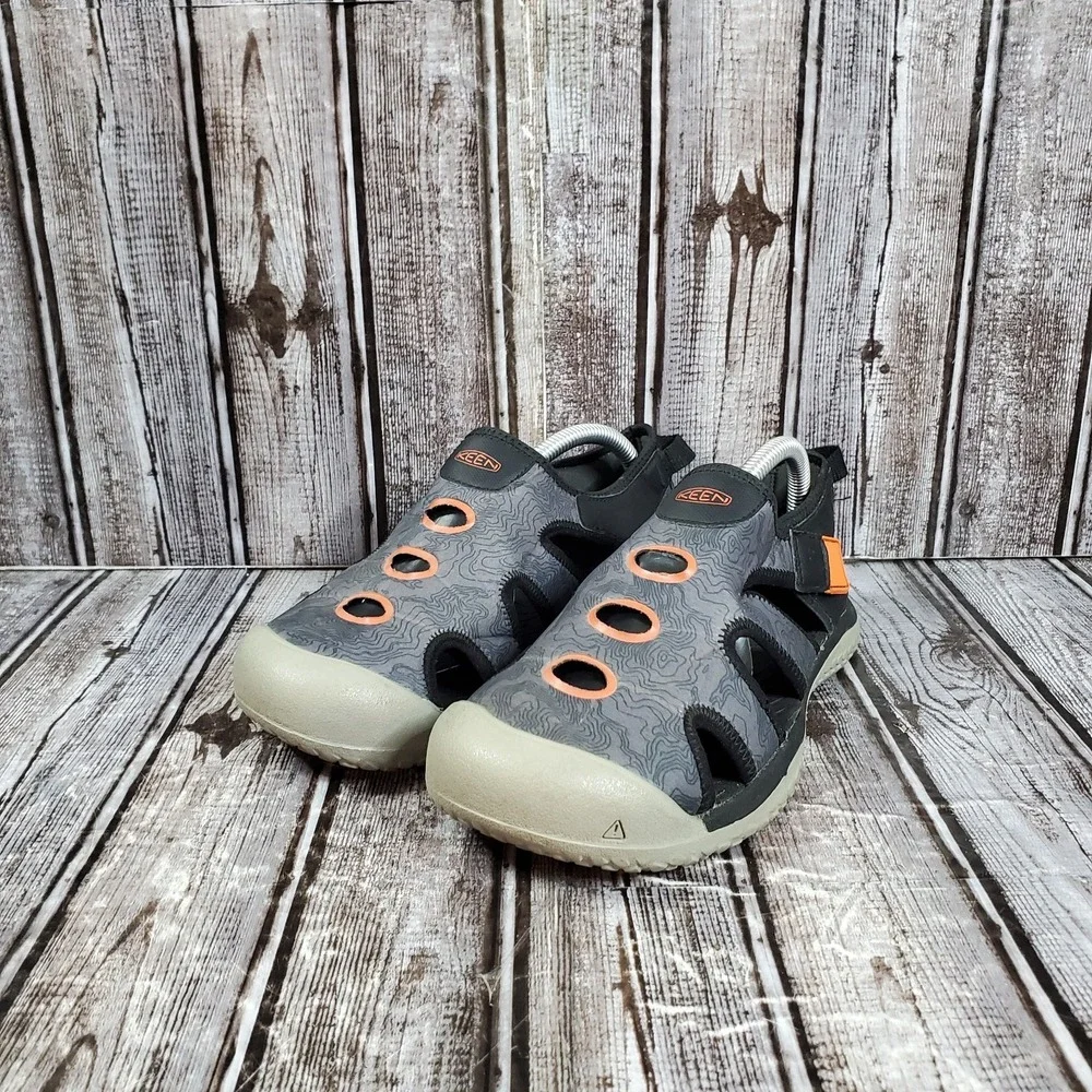 Keen Youth Stingray Sport Water Shoes Hiking Sandals Gray Black Orange Size 4